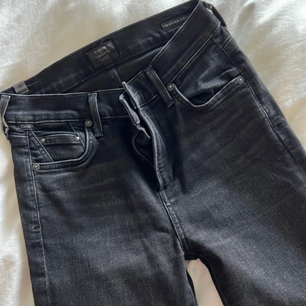 Citizens of Humanity Black raw hem straight jeans
